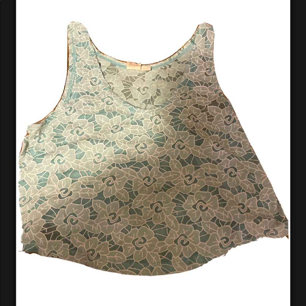 L.A. Hearts Sheer Floral Crop Tank Green Floral XS